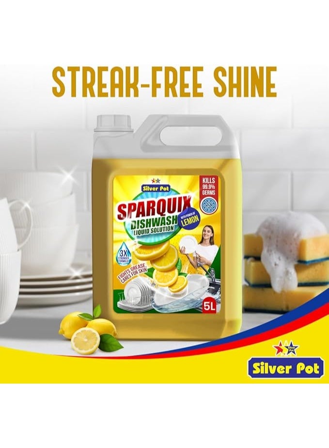Silver Pot وعاء فضي سباركويكس سائل غسيل الصحون بالليمون 5 لتر عبوة من 4 - Image 2