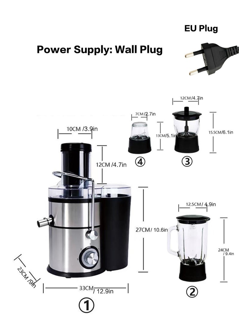 LAC LAICHY - 4-in-1 Juicer & Blender - Electric Blender, Juicer, Chopper & Grinder 2-Speed Pulse Function, Powerful Versatile & Compact with Stainless Steel Body & Mesh Strainer | Motor Overheat Protection - Image 1