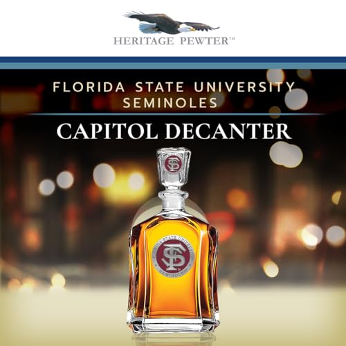 Heritage Pewter Florida State Seminoles Capitol Decanter | 24 OZ Whiskey Decanter for Liquor with Airtight Stopper | Expertly Crafted Pewter Glass with Gift Box Clear - Image 2