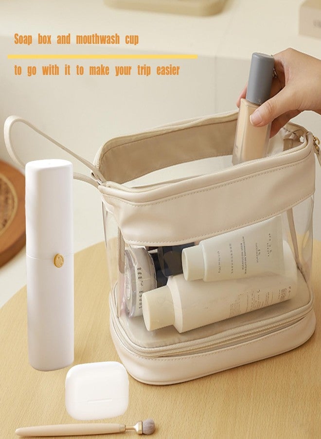 GCFTIFF 2PCS Portable Travel Toothbrush Case & Minimalist Travel Soap Case,Toothpaste Cover Container with Mouthwash Cup, Oral Clean Tools Organizer for Traveling/Camping/School/Gym(Large Capacity - Image 2