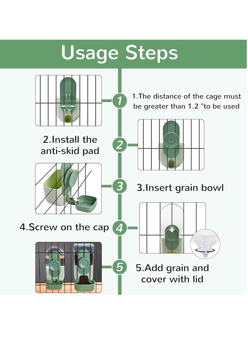 Cage Feeder Dispenser for Dogs & Cats - Wall Mounted Automatic Pet Feeder & Water Dispenser - Wear-Resistant Food Holder for Puppies, Rabbits & Small Pets - Hygienic, Easy Installation