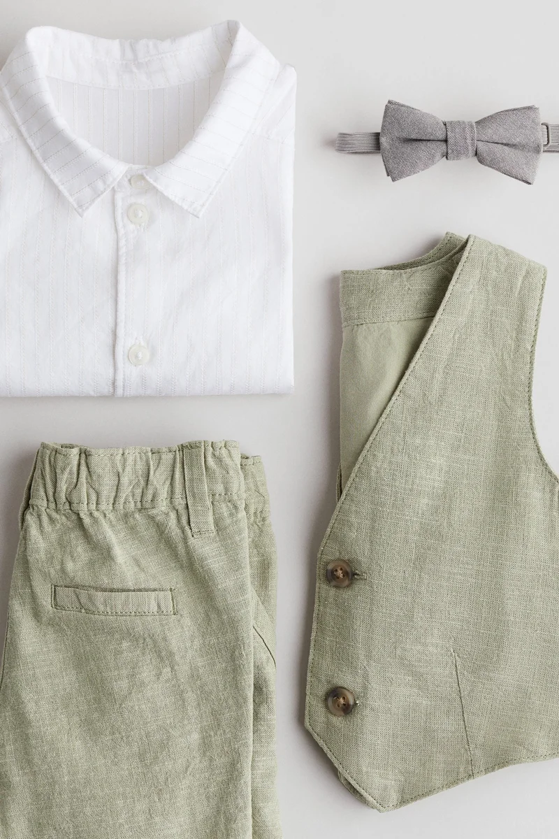 H&M 4-piece linen-blend dressy set