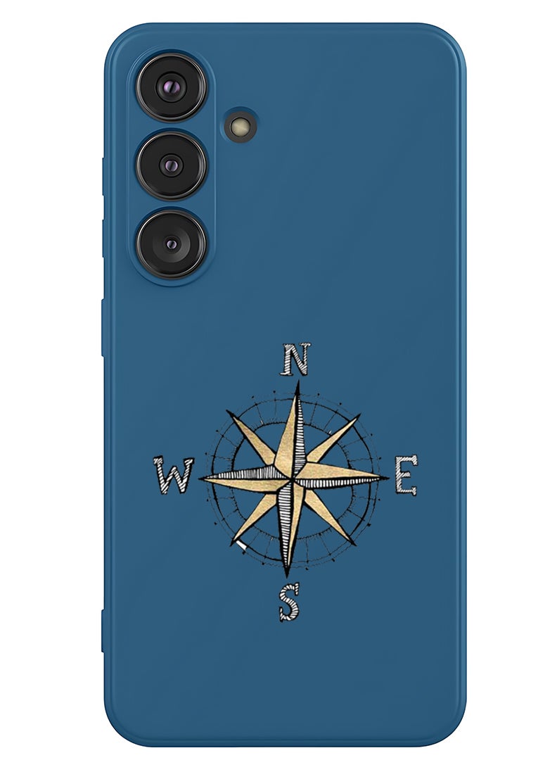 Theodor Protective Slim Fit Case Liquid Silicone Cover with Full Body Protection Anti-Scratch Shockproof Case For Samsung Galaxy S25 Plus (Blue) - Compass - Image 1