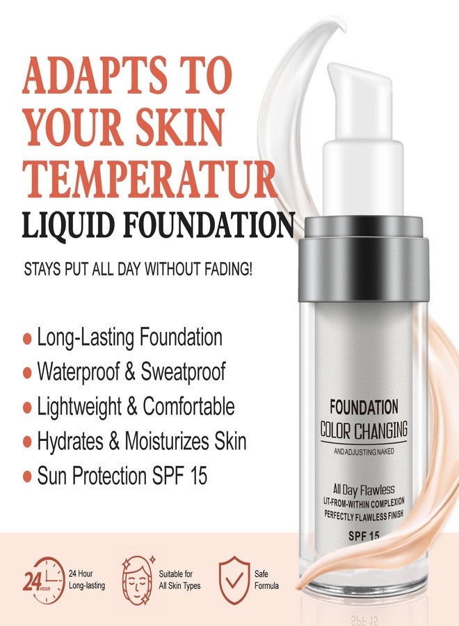 Find Back 30ML Flawless Colour Changing Warm Skin Tone Foundation,Naturally Blends Moisturizing foundation makeup,Long Lasting Waterproof Poreless Liquid Foundation SPF 15 for Face Makeup - Image 3