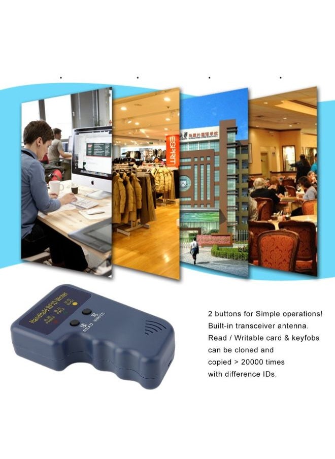 HuHa - Handheld 125KHz RFID Copier/Writer/Readers/Duplicator With 10PCS ID Tags Blue - Image 1