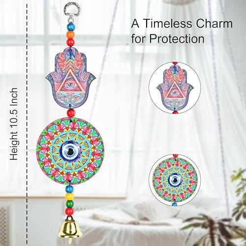 Hindcraft Evil Eye & Hamsa Hand Hanging with Nazar Dosh Nivaran Yantra – Good Luck Charm & Vastu Protection for Home, Car, Office | Ideal Spiritual Gift for Women & Housewarming - Image 2