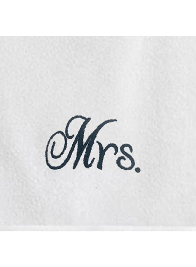 BYFT Embroidered For You  (White) Luxury (Mrs. & Mr.) Personalized Hand Towel (50 x 80 Cm -Set of 2) 100% Cotton, Highly Absorbent and Quick dry Bath Linen -600 Gsm  - Image 4