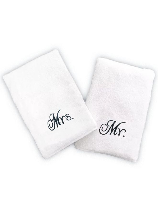 BYFT Embroidered For You  (White) Luxury (Mrs. & Mr.) Personalized Hand Towel (50 x 80 Cm -Set of 2) 100% Cotton, Highly Absorbent and Quick dry Bath Linen -600 Gsm  - Image 2