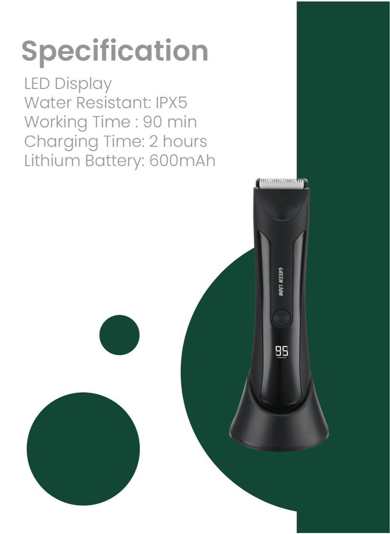 Sensitive Area Trimmer with 90 Min Runtime with 2 Hours Charging, 650mAh Battery, Type C Charging Port, IPX5 Waterproof, LED Display & Torch - Black