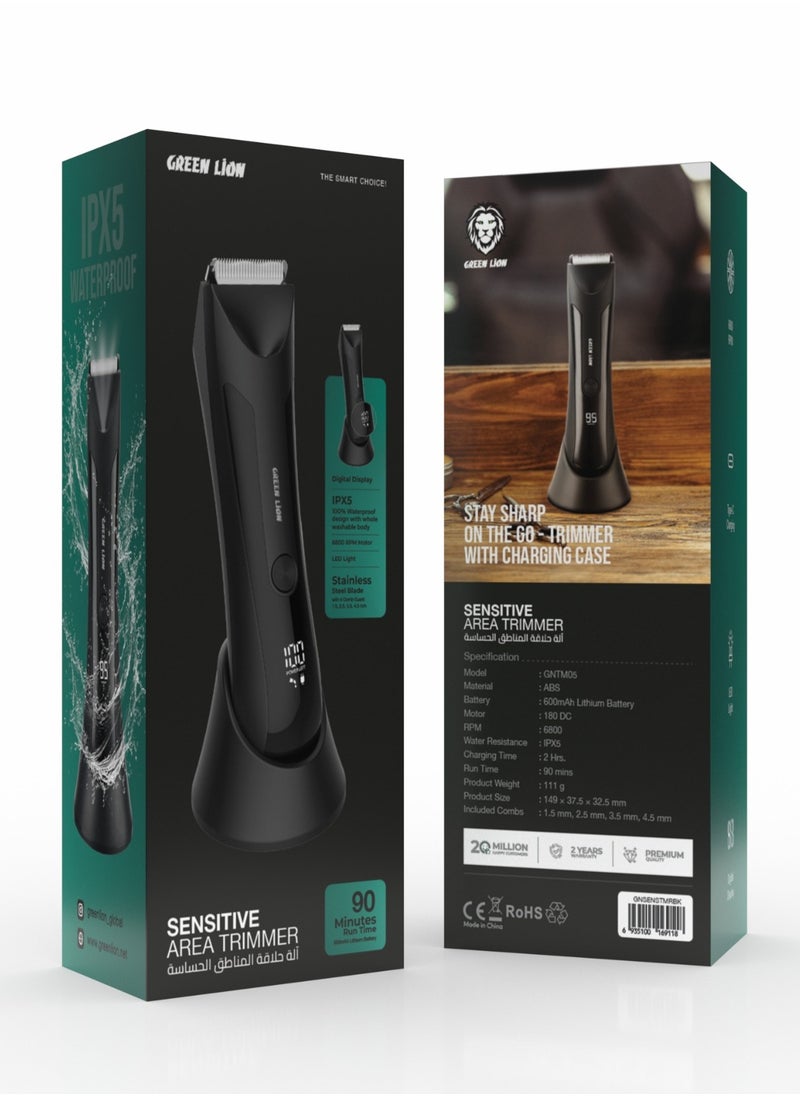 Sensitive Area Trimmer with 90 Min Runtime with 2 Hours Charging, 650mAh Battery, Type C Charging Port, IPX5 Waterproof, LED Display & Torch - Black
