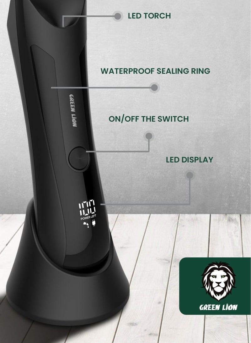 GREEN LION Sensitive Area Trimmer with 90 Min Runtime with 2 Hours Charging, 650mAh Battery, Type C Charging Port, IPX5 Waterproof, LED Display & Torch - Black - Image 5