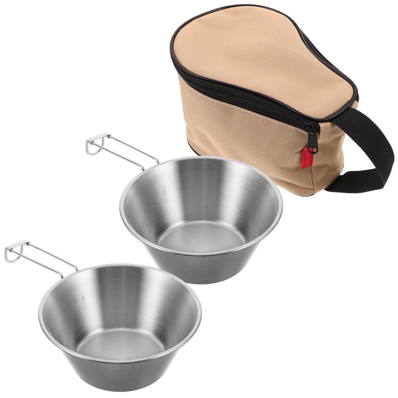 1 Set Camping Bowl: Portable Stainless Steel 500ML Camping Bowl Set - Foldable Outdoor Tableware for Backpacking Hiking Picnics BBQ and Travel - Image 4