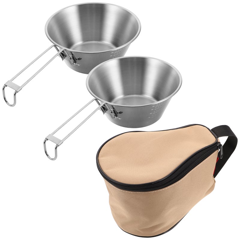1 Set Camping Bowl: Portable Stainless Steel 500ML Camping Bowl Set - Foldable Outdoor Tableware for Backpacking Hiking Picnics BBQ and Travel - Image 1