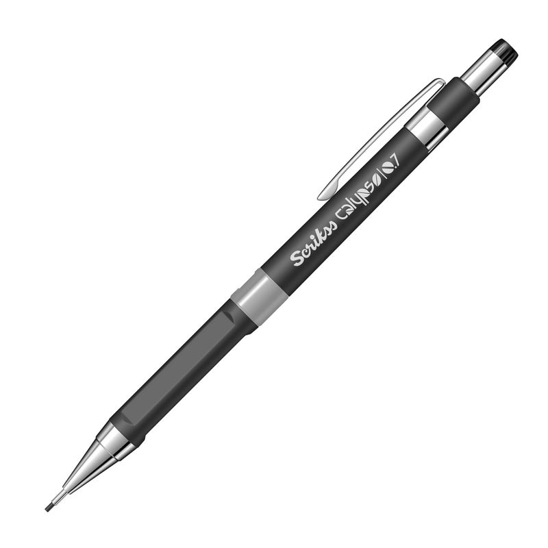 Scrikss Scrikss Calypso 07mm Mechanical Lead Pencil Black Barrel Click Mechanism Jumbo Mini Eraser Included Ergonomic Black Rubber Grip - Image 1