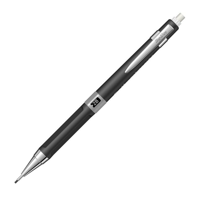 Scrikss Scrikss Calypso 07mm Mechanical Lead Pencil Black Barrel Click Mechanism Jumbo Mini Eraser Included Ergonomic Black Rubber Grip - Image 4