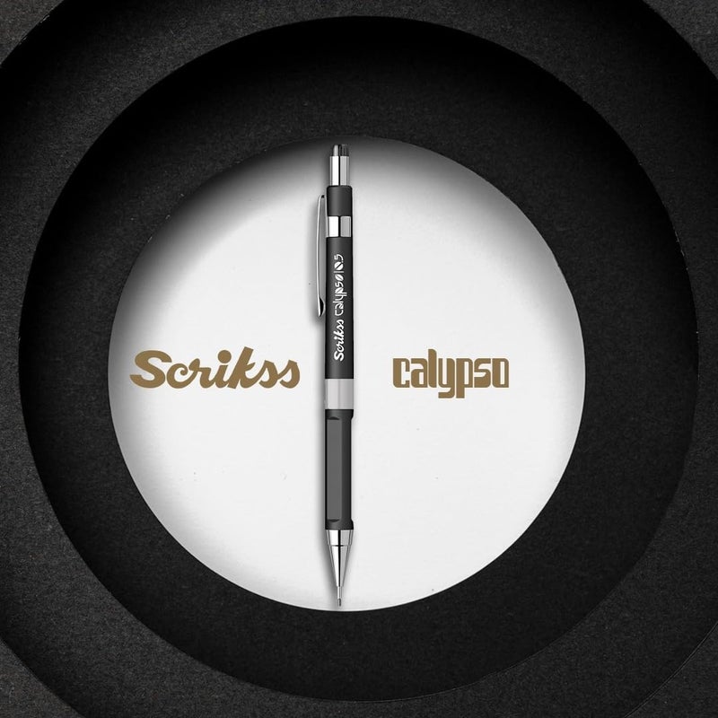 Scrikss Scrikss Calypso 07mm Mechanical Lead Pencil Black Barrel Click Mechanism Jumbo Mini Eraser Included Ergonomic Black Rubber Grip - Image 5