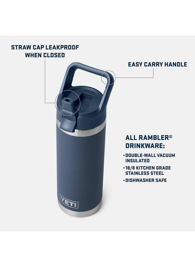 YETI زجاجة ييتي رامبلر سعة 18 أونصة، معزولة بالفراغ، من الفولاذ المقاوم للصدأ مع غطاء قشة، لون أزرق Navy - Image 2