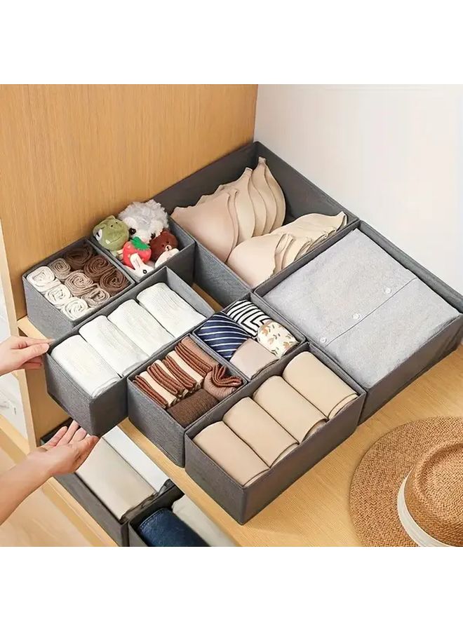 Light Gray 6 Piece Drawer Organizer Foldable Storage Set with Zipper - Image 4