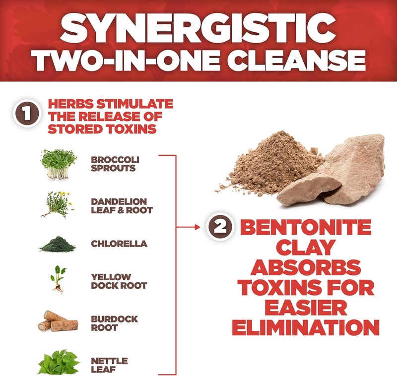 Yerba Prima طين البنتونيت من ييربا بريما مع أعشاب ديتوكس 100 كبسولة نباتية من طين غذائي من السهول الكبرى في الولايات المتحدة الأمريكية مكمل لتنظيف القولون والكبد مع طين الكالسيوم - Image 4