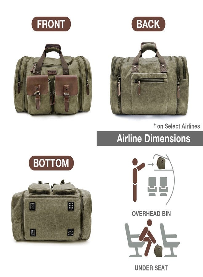 Wildroad 50L Travel Duffel Bag, Expandable Canvas Genuine Leather Duffle Bag Upgraded Overnight Weekender Bag Carry on Bag - Image 5