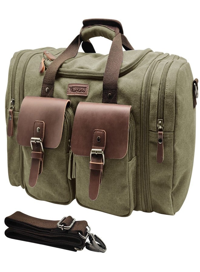 Wildroad 50L Travel Duffel Bag, Expandable Canvas Genuine Leather Duffle Bag Upgraded Overnight Weekender Bag Carry on Bag - Image 1