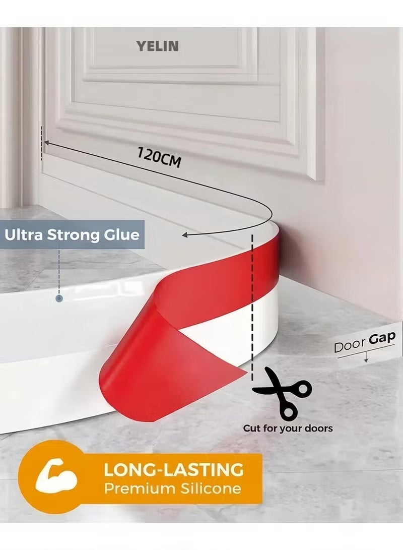DUTUO Door Draft Stopper, 120 cm Length Under Door Seal, Door Sweep for Exterior & Interior Doors, Door Bottom Draft Blocker Dust and Noise Insulation - Image 2