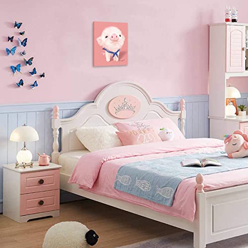 Woxfcart Cute Pig Canvas Wall Art, 12 x 15 Inch Pink Adorable Piglet Print, Cartoon Animal Picture for Nursery, Kids Room, Living Room, Bedroom, Farmhouse Home Decor Poster - Image 4