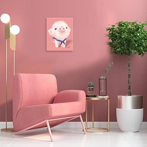 Woxfcart Cute Pig Canvas Wall Art, 12 x 15 Inch Pink Adorable Piglet Print, Cartoon Animal Picture for Nursery, Kids Room, Living Room, Bedroom, Farmhouse Home Decor Poster - Image 5