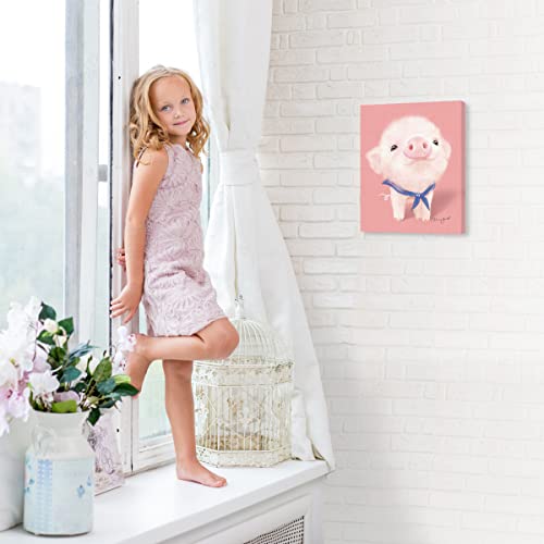Woxfcart Cute Pig Canvas Wall Art, 12 x 15 Inch Pink Adorable Piglet Print, Cartoon Animal Picture for Nursery, Kids Room, Living Room, Bedroom, Farmhouse Home Decor Poster - Image 3