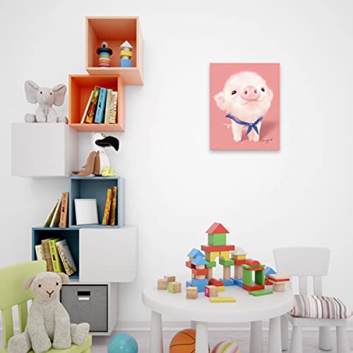 Woxfcart Cute Pig Canvas Wall Art, 12 x 15 Inch Pink Adorable Piglet Print, Cartoon Animal Picture for Nursery, Kids Room, Living Room, Bedroom, Farmhouse Home Decor Poster - Image 2