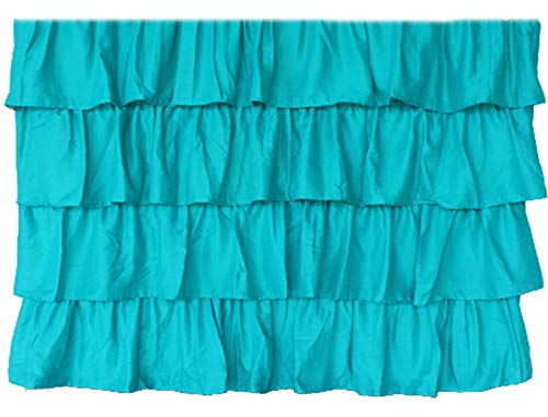 Dekor World Dekor World Cotton Three in one Ultimate Ruffle Rod Plaid Curtain Set Blue 5  - Image 3