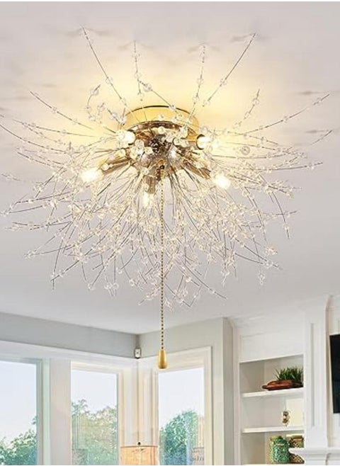 Crystal Ceiling, Adjustable Led Ceiling Light, Tricolor Light, Gold, With Bulb Included