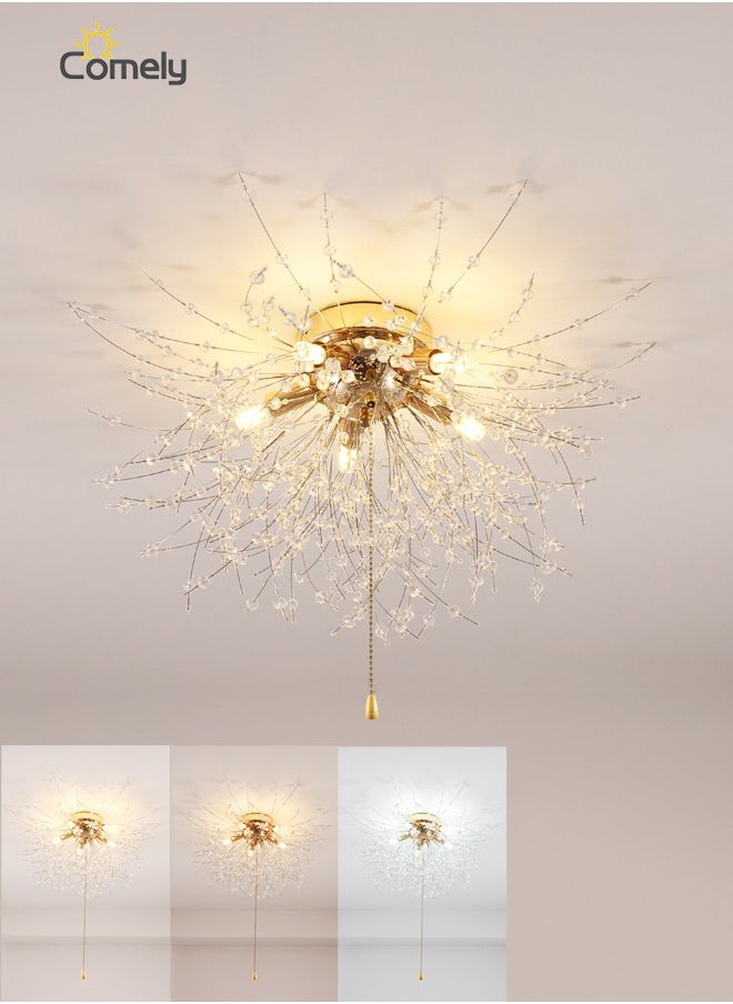 Comely - Crystal Ceiling, Adjustable Led Ceiling Light, Tricolor Light, Gold, With Bulb Included - Image 1
