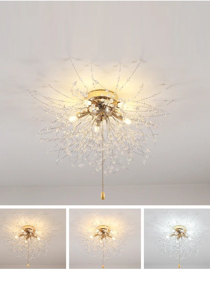 Comely - Crystal Ceiling, Adjustable Led Ceiling Light, Tricolor Light, Gold, With Bulb Included - Image 1