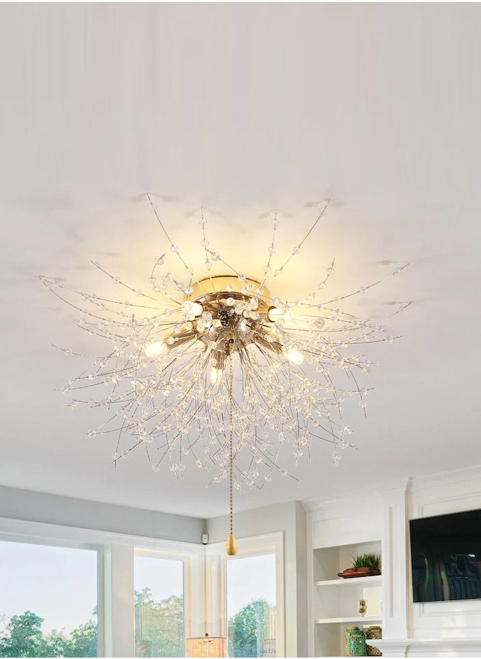 Comely - Crystal Ceiling, Adjustable Led Ceiling Light, Tricolor Light, Gold, With Bulb Included - Image 1