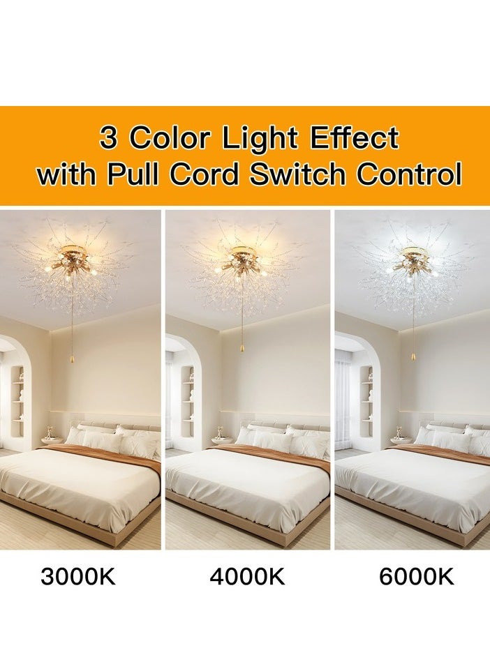 Comely - Crystal Ceiling, Adjustable Led Ceiling Light, Tricolor Light, Gold, With Bulb Included - Image 1
