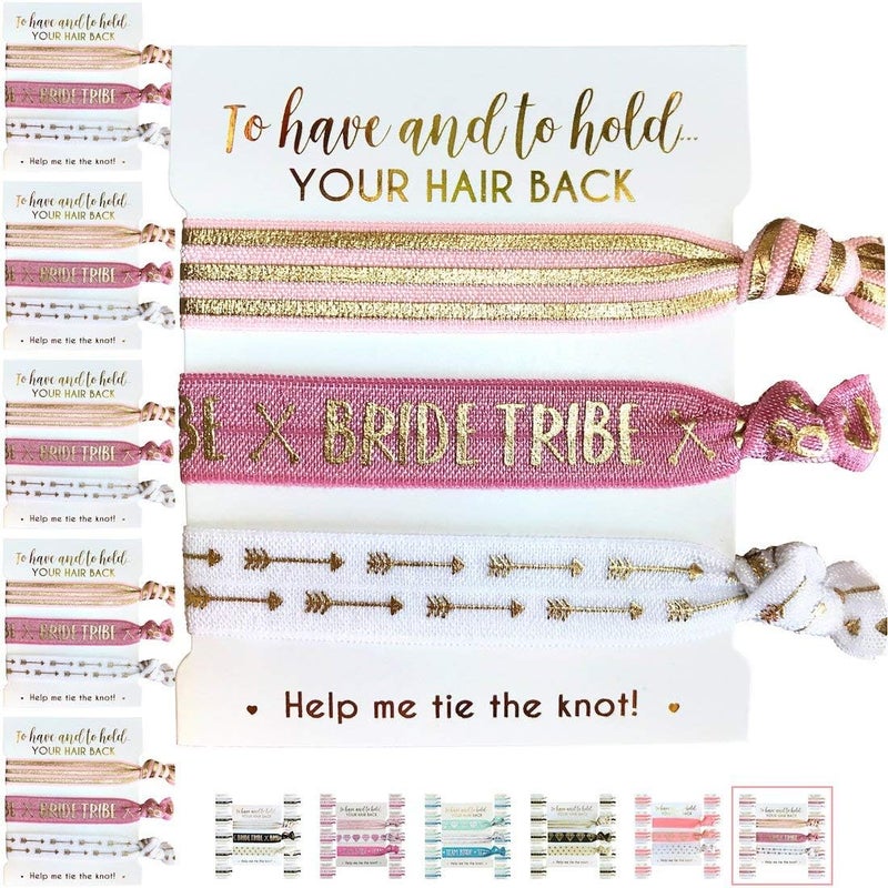 5Pack of Hair Tie Cards  Bachelorette Party and Wedding Shower Proposal Favors for Bridesmaids Team Bride Bride Tribe Blush  Gold Tribe