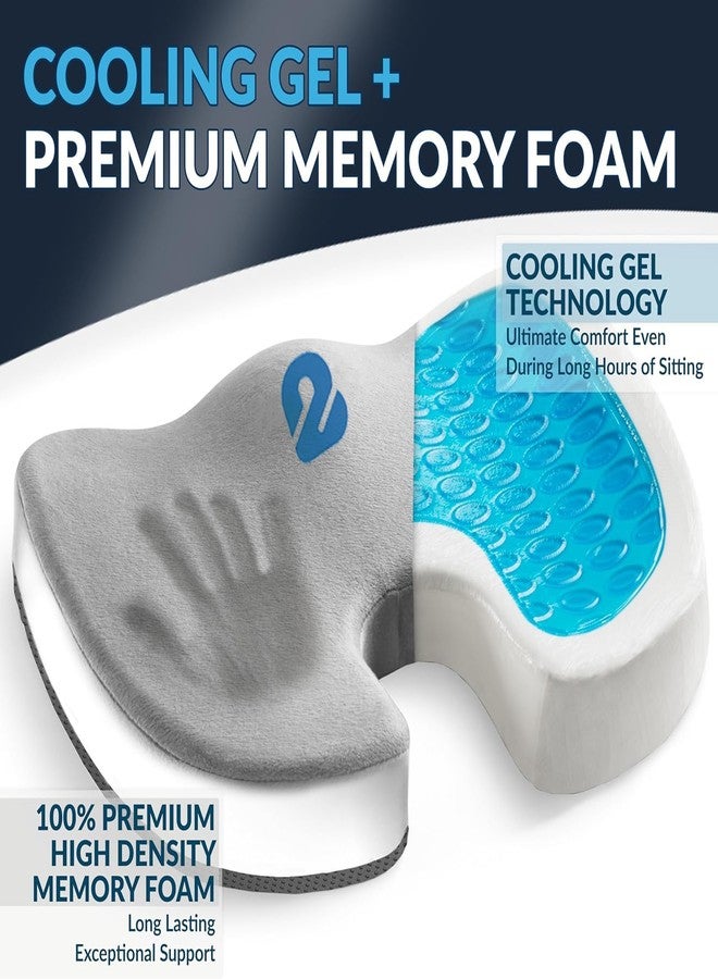 2Buds Coccyx Seat Cushion with Orthopedic Gel Memory Foam, Cushion for Tailbone Pain, Sciatica & Back Pain Relief, U Shape Hip Support for [Grey] - Image 3