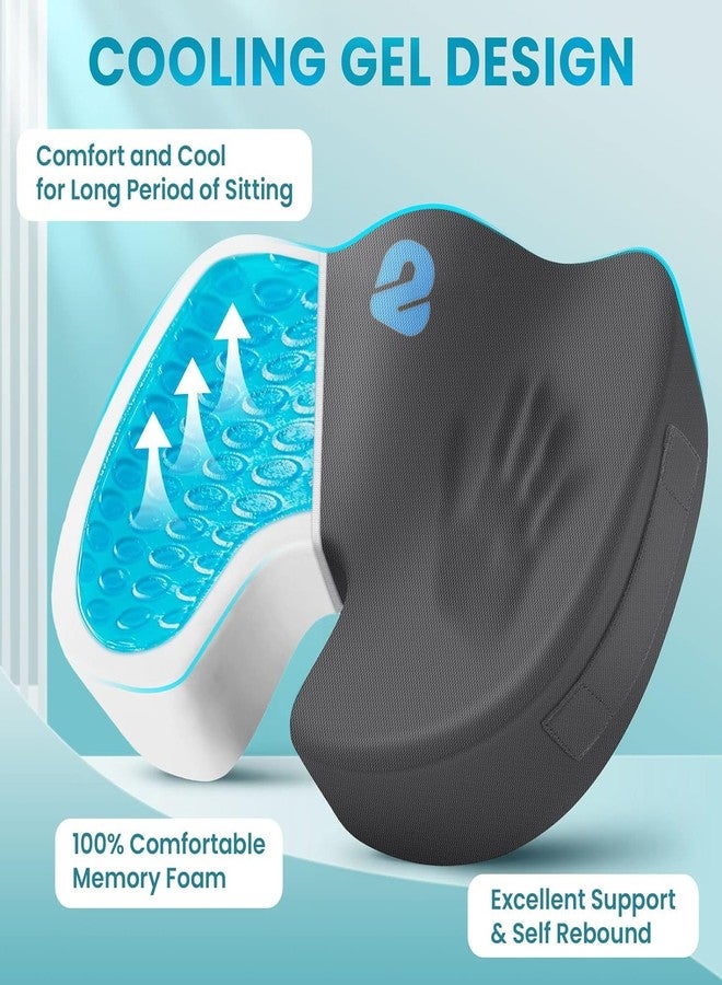 2Buds Coccyx Seat Cushion with Orthopedic Gel Memory Foam, Cushion for Tailbone Pain, Sciatica & Back Pain Relief, U Shape Hip Support for [Grey] - Image 2