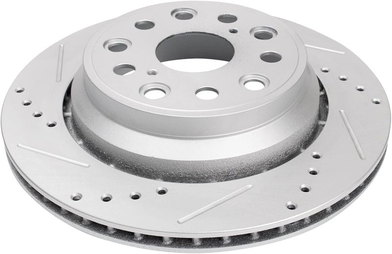 TRQ Rear Brake Rotor Set G Coated Drilled and Slotted Vented Compatible with 2007-2017 Lexus LS460 - Image 4