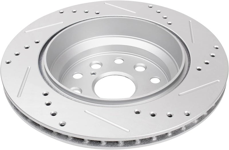 TRQ Rear Brake Rotor Set G Coated Drilled and Slotted Vented Compatible with 2007-2017 Lexus LS460 - Image 5