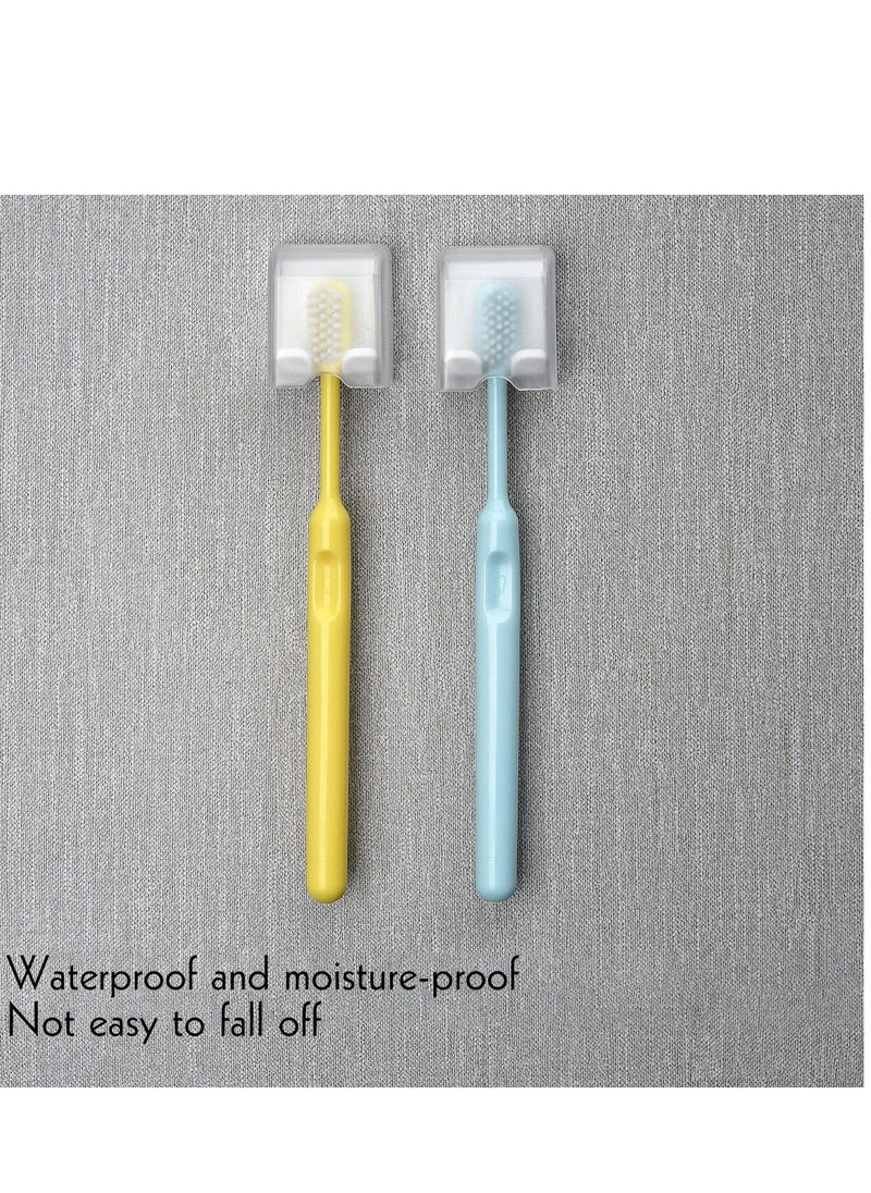 Excefore 4 PCS Toothbrush Holder Wall Mounted with Cover, Self Adhesive Toothbrush Storage Organizer, Travel Toothbrush Head Covers Caps, Suitable for Travel, Camping, Bathroom, School - Image 5