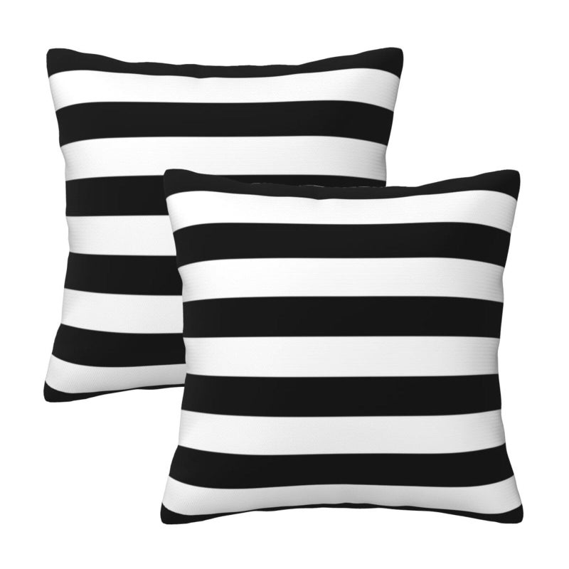 Black and White Stripe Throw Pillow Covers 16x16 in Farmhouse Pillow Case Soft Cushion Covers Set of 2 for Sofa Bed Bedroom Car Chair Living Room Home Decorative