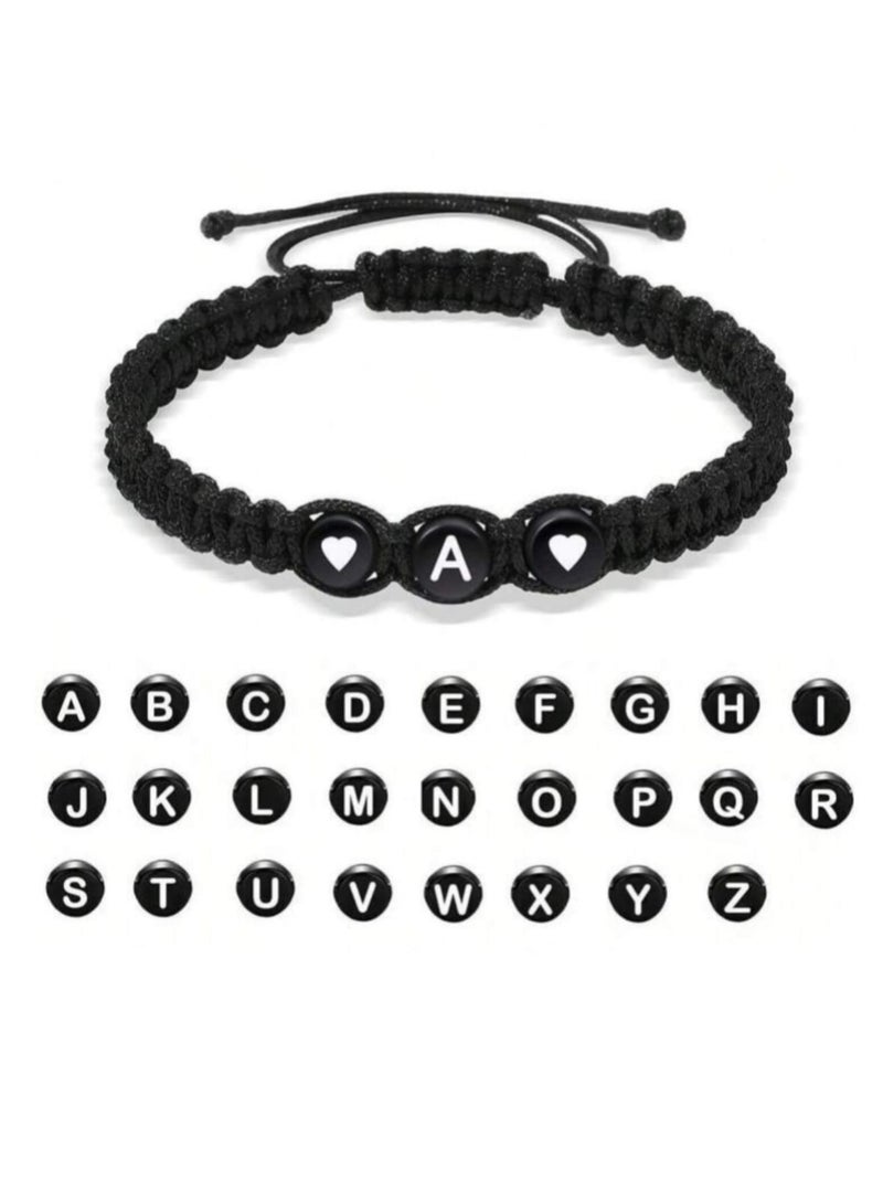 YUCCA New Cross Border European and American Hand Jewelry Hand Knitted 26 Letter Bracelet for Women Exquisite Love Bracelet for Couples Mother's Day Bracelet for Mom Boyfriend Lover Gift - Image 2