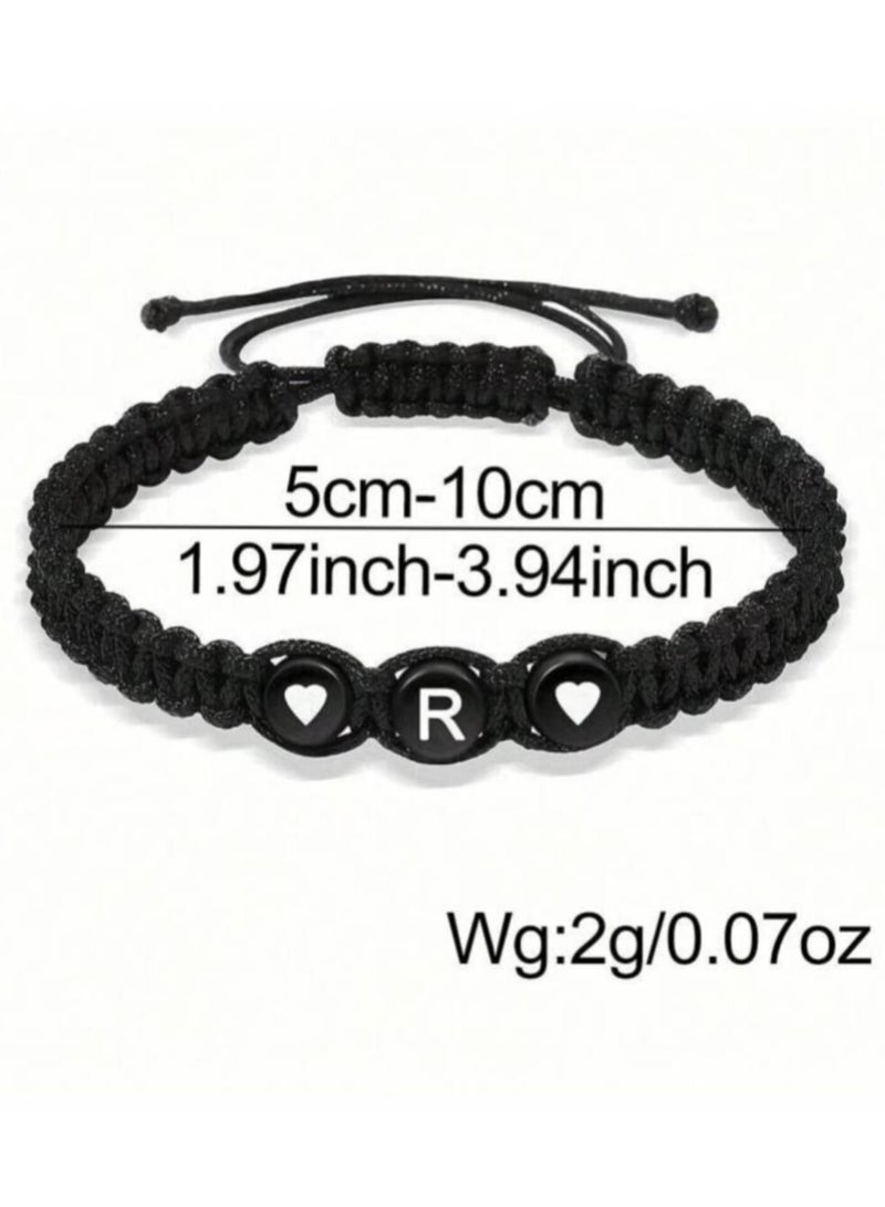 YUCCA New Cross Border European and American Hand Jewelry Hand Knitted 26 Letter Bracelet for Women Exquisite Love Bracelet for Couples Mother's Day Bracelet for Mom Boyfriend Lover Gift - Image 5