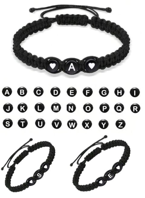 New Cross Border European and American Hand Jewelry Hand Knitted 26 Letter Bracelet for Women Exquisite Love Bracelet for Couples Mother's Day Bracelet for Mom Boyfriend Lover Gift