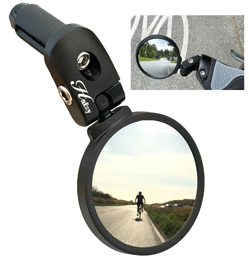 Hafny Bar End Bike  Bicycle Mirror Stainless Steel Lens  Safe Adjustable Rearview Cycle  Ebike Mirror HFMR083 Black 62mm