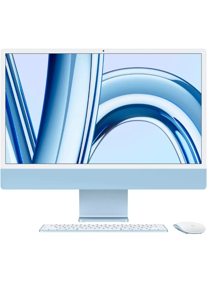 Apple iMac MQRQ3 | 24 Inch Display | Apple M3 Chip | 8 Core CPU And 10 Core GPU | 8GB RAM | 256GB SSD | macOS | English Keyboard | International Version | Blue - Image 1