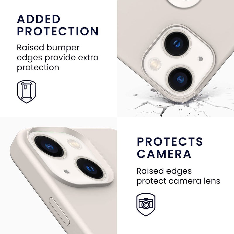 Elzzi غطاء خلفي ناعم من السيليكون السائل لهاتف آيفون 13، حماية صدمية نحيفة للكاميرا وحماية كاملة للجسم غطاء غير مصفر مع بطانة من الألياف الدقيقة وفتحة للشعار (6.1 بوصة) - رمادي حجري - Image 4