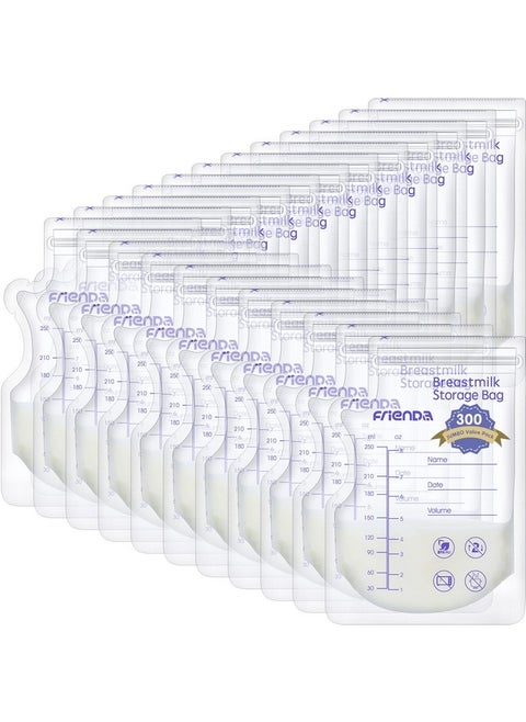300 Count Breastmilk Storage Bags 8 Oz Breast Milk Storing Bags Milk Storage Bags For Breastfeeding With Pour Spout Double Seal Self Standing Breastmilk Storing Bags